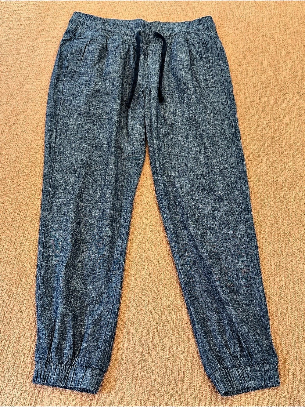 Linen Blend W34L28 high rise relaxed trouser Pants heathered Blue Size 10